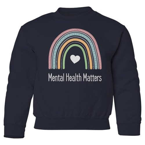 Mental Health Matters - Rainbow Heart Awareness Youth Crewneck Sweatshirt