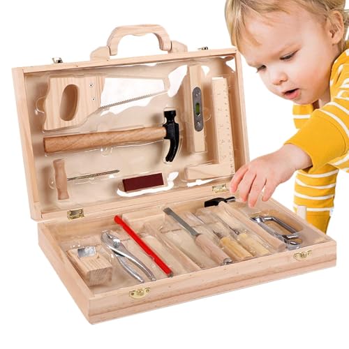 Banc à outils en bois parfait pour jouer au petit bricoleur au salon