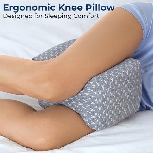 Image of 5 STARS UNITED Knee Pillow for Side Sleepers - Hip Pain Relief, Memory Foam Leg Cushion for Side Sleeping - Between Legs Pillow for Sciatica & Lower Back Pain, Gray (Pack of 2)