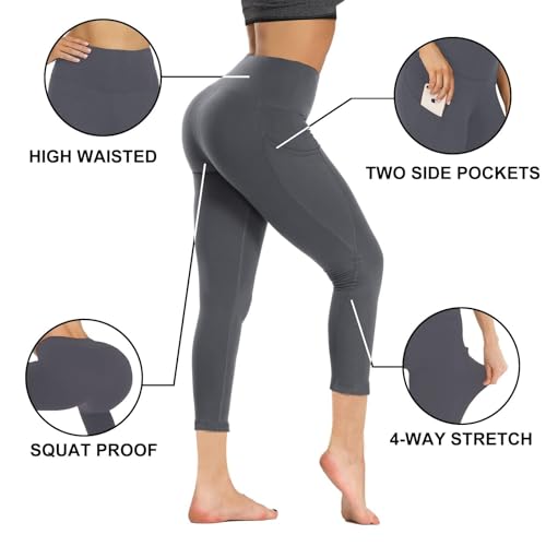 GAYHAY High Waist Yoga Pants with Pockets, Leggings for Women Tummy Control Compression Workout Leggings for Women