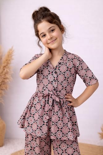 Image of Fashion Dream Girl's Cotton Blend Printed Co-ord Set|Clothing Set|Combo Set|Casual Wear|Coordinate Outfit for Girls|Two-Piece Set
