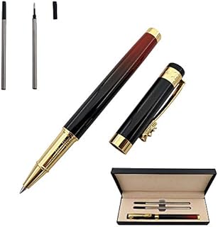 Accod Metal Rollerball & Ballpoint Pen Fine Nib Beautiful Business Signature Pen Premium Gift Box with Two 0.5mm Black Refills Gift Pen for Friend, Family Paint Process (Red)