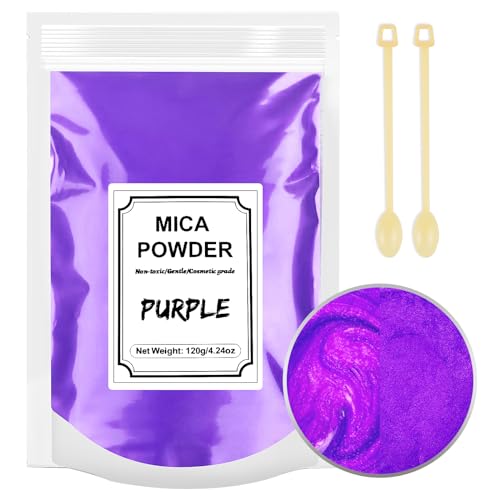 Pigmentos para Resina Epoxi, Polvo de Mica Metálico Natural para Manualidades, Pintura, Jabón, Bombas de Baño, Slime, Velas, Joyería (Violeta)