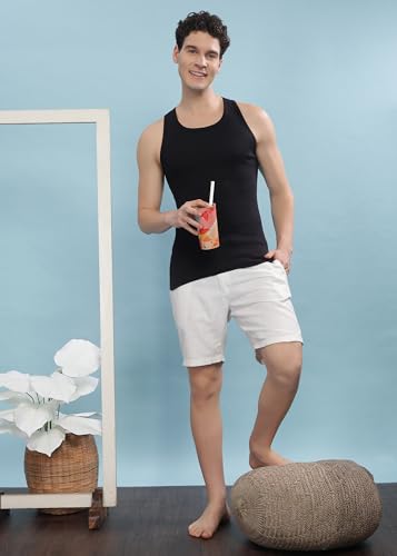 Image of Force NXT Men's Super Combed Cotton Rib Fabric Solid Vest | Round Neck Sleeveless Vest for Men