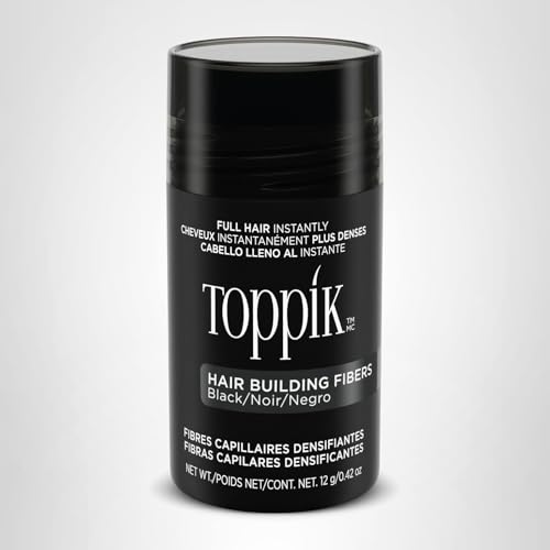 Toppik Hair Building Fibers, Black, 12g Fill In Fine or Thinning Hair, Instantly Thicker, Fuller Looking, 9 Shades for Men & Women, Keratin Protein Formula 2