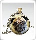 Geschenktasche heng yuan tian cheng Mops-Halskette, Mops-Anhänger, Mops-Welpen-Halskette, Geschenk für Mopsliebhaber, Glasornamente, handgefertigt.