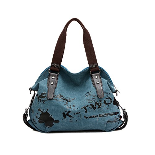 Bolso casual vintage de lienzo para mujer azul