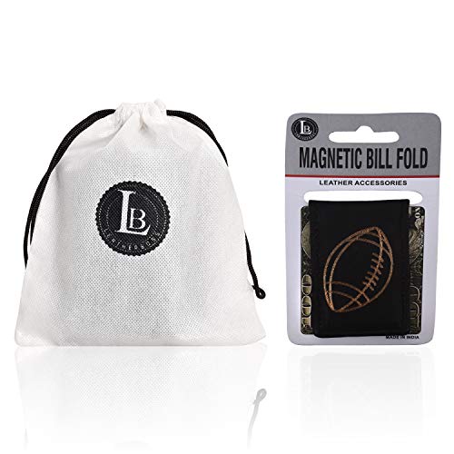 Image of LB LEATHERBOSS Men's New Leather Strong Magnetic Money Clip (Football)