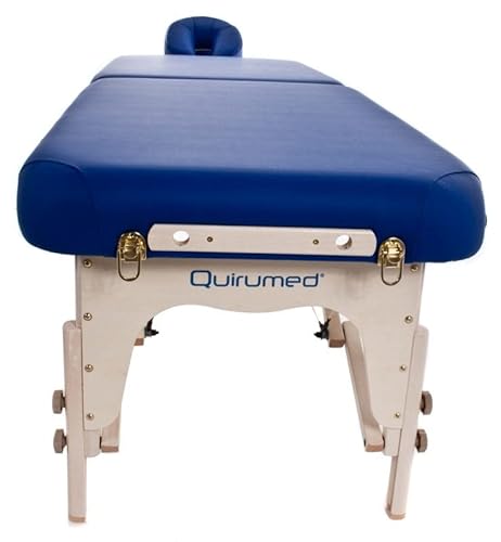 Quirumed Klappbare Shiatsu-Trage aus Holz, 219 x 63 cm, Farbe Schwarz, Kunstleder, höhenverstellbar, Abnehmbarer Kopf, bis 204 kg, mit Transportrucksack