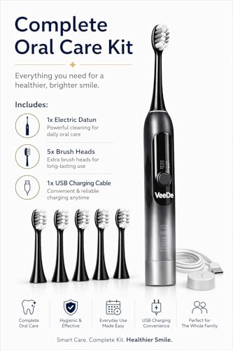 Image of Sonic Electric Datun (Electric Toothbrush) for Adults | 40000 Strokes /min, 5 Modes, Soft Bristles, 5 Heads, 45-Day Battery, IPX8