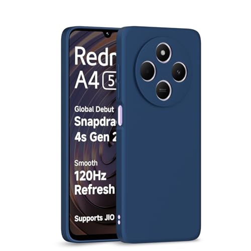 Image of Outlouders Back Cover for Redmi A4 5G / Redmi 14C 5G / Poco C75 5G | Camera Protection | Durable Soft Matte Silicone Bumper Case (Blue)