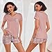 Ekouaer Womens Pajama Sets Short Sleeve Pajamas for Women Sets Soft Lounge Sets Casual V Neck Sleepwear PJS Pink Plaid