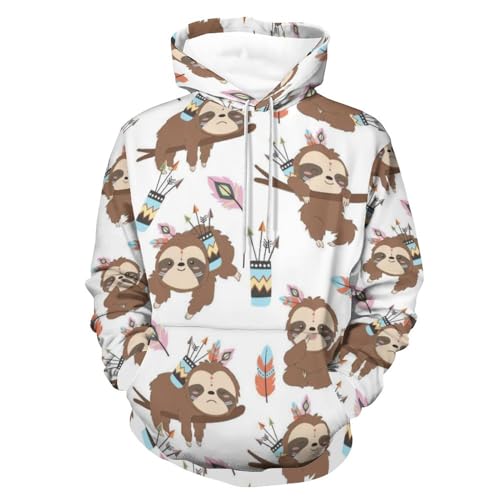 Hoodie adorable paresseux de style décontracté, sweatshirt ample et pull original taille S