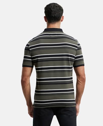 Image of Jockey US93 Men Super Combed Cotton Rich Striped Polo T-Shirt