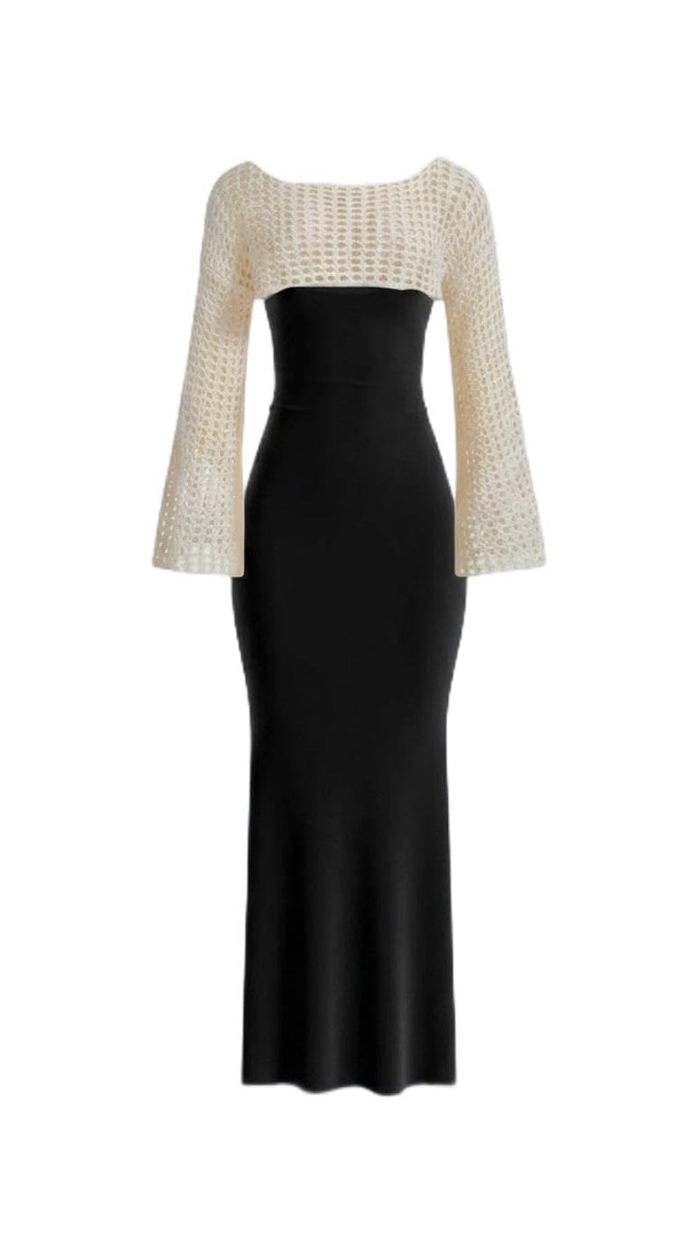 Crochet Mesh Shrug Top, Open Back, Bell Sleeves, White-image-13
