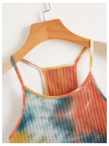 Women's Ribbed Knit Tie Dye Camisole Top Sleeveless Slim Fit Crop Tops Y2K Cami Streetwear Women Shirts3