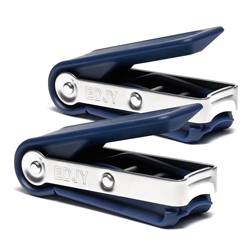 Image of EDJY Fingernail Cutter - Precision Stainless Steel Nail Cutter for Fingernails | Sharp Blade, Ergonomic Design, Durable & Rust-Resistant | Ideal for Men and Women | Navy | 2-Pack