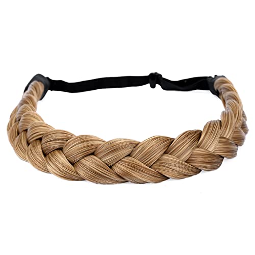 Gledola 2 Strands Fishtail Plaited Braids Headband Braided Synthetic Hair Elastic Stretch, Hair Accessory for Bride Women