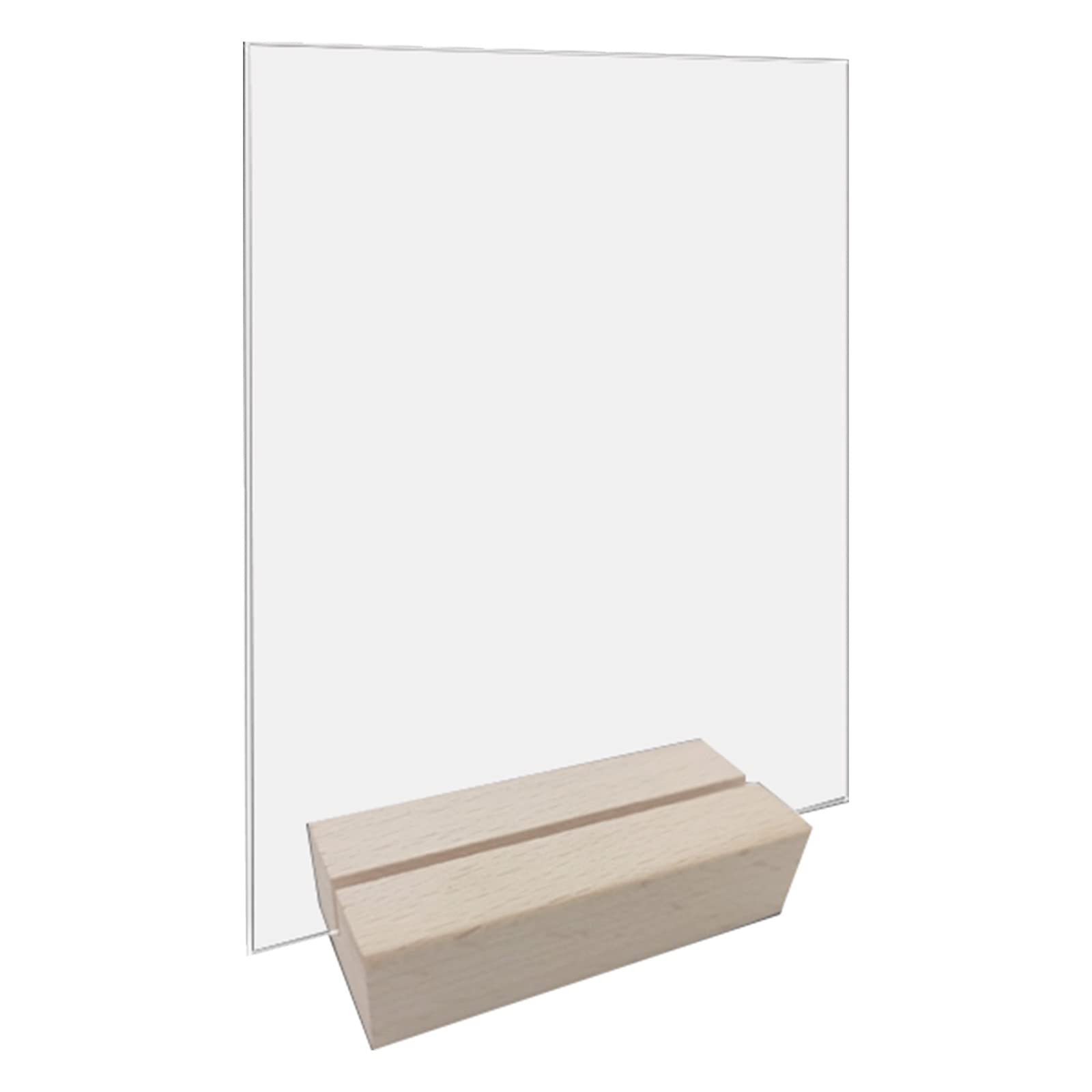 Zwwaazhf Bt054 Table Sign Holder With Wooden Base Clear Wedding Table Sign Number Place Card Display Stand For Restaurant Hotel Holders Acrylic Holder Acrylic Holders For
