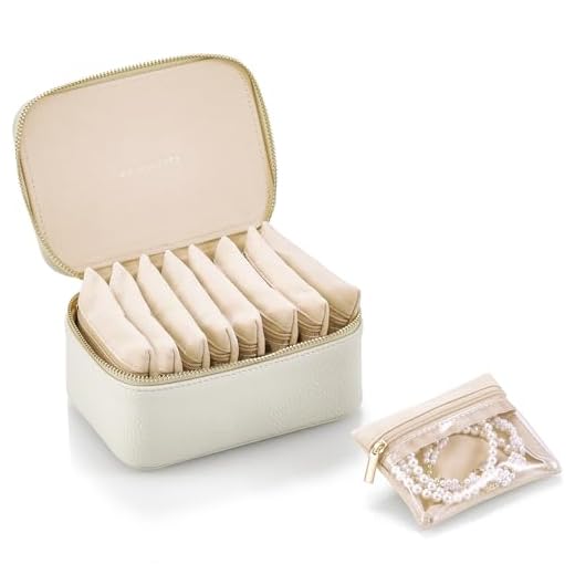 Vlando Gifts for Her,Travel Jewelry Case with 8 Velvet Jewelry Bags Jewelry Travel Organizer Box for Girls Jewelry Box for Rings Earrings Brides Gifts Birthday Gifts for Women Teen(White)