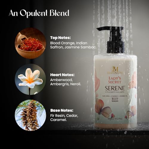 Image of Magnum Lady's Secret Serene Body Wash 300ml - Hydrating Shower Gel with Aloe Vera, Jojoba Oil & Vitamin E | Shower Gel For Women | for All Skin Types