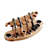 Yalikop Acacia Pipe Stand Holder for 7 Smoking Pipes, Acacia Handmade from Natural Wood Smoking Pipe Stand Rack Display, Smoker Gifts Accessories for Enthusiasts Father Friends