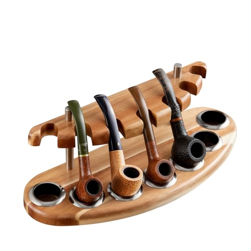 Yalikop Acacia Pipe Stand Holder for 7 Smoking Pipes Acacia Handmade from Natural Wood Smoking Pipe Stand Rack Display Smoker Gifts Accessories for Enthusiasts Father Friends