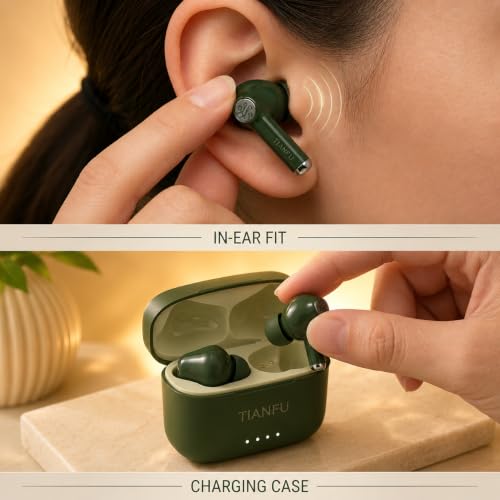 Image of TWS True Wireless in Ear Earbuds with 20H Playtime | Type-C Charging | HD Stereo Sound, Built-in Mic, Touch Control | Earphones for Calling, Music, Gaming | Made in India Bluetooth V5.3 (Green)