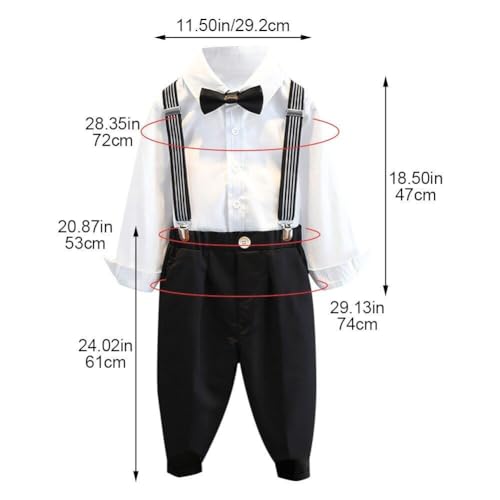 Conjunto de ropa para niños con tirantes británicos camisas y pantalones 3