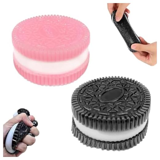 SGERUFZ 2 Pcs Biscuit Stress Relief Toy Jouet Anti-Stress Enfant Doux à Presser Noir et Rose