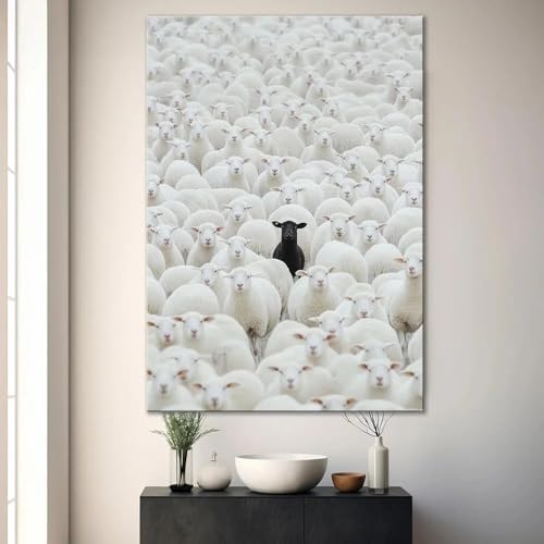 Affiche et impression de mouton noir sur toile portrait animalier 80x120