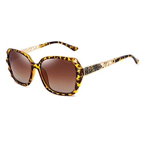 ANDOILT groß Sonnenbrille Damen Vintage Retro Polarisiert Sonnenbrillen UV Schutz Brillen Leopard