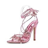 【Rehaussez Votre Style Estival Avec Nos Sandales À Talons Et Lanières Pour Femme】Leur Élégant Bout Pointu Et Leurs Délicats Strass Papillon Ajoutent Une Touche De Glamour, Tandis Que Leur Semelle Antidérapante En Caoutchouc Assure Une Bonne Stabilité Tout Au Long De La Journée. Elles Sont Parfaites Pour Accompagner Une Robe Ou Un Pantalon Tailleur Lors De Fêtes Ou De Mariages Sur La Plage.