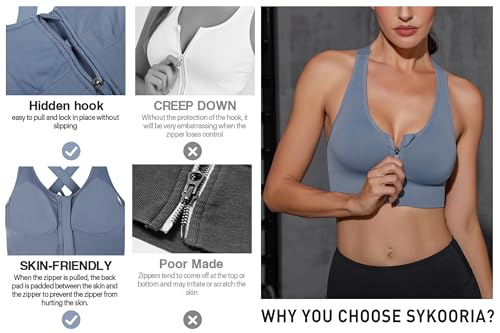 Sykooria Women Sports Bras High Impact Strappy Cross Back Padded Workout Bras for Running Yoga Gym3