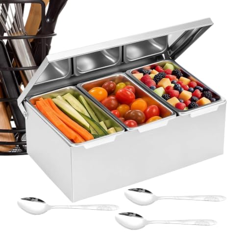 Especiera de acero inoxidable con cuchara y bandeja para guardar condimentos 2