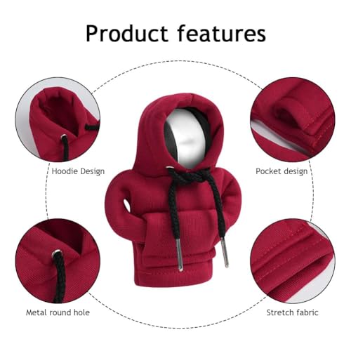 Adiwo Schalthebel Hoodie, 2 Stück Auto Schaltknauf Abdeckung Schaltknauf Abdeckung Auto Hoodie Schalthebel überzug für Dekoratives (Schwarz,Rot)