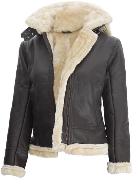 Decrum Women Leather Jacket - Stylish Shearling Winter Leather Jackets For Women