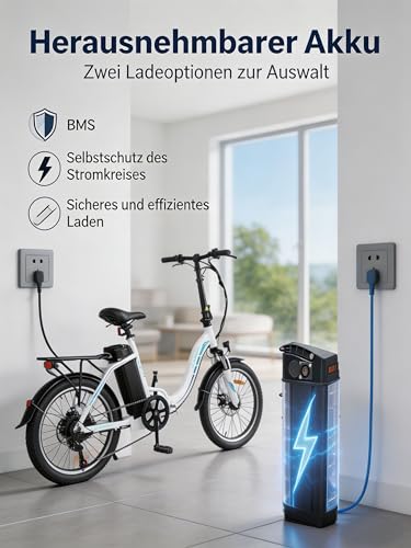 Miniatura 4 de Kaisda Bicicleta Eléctrica Plegable De 20 Pulgadas De Aluminio Con Motor De 250w, 36v 12,5 Ah, Batería De Iones De Litio Hasta 100 Km De Distancia, Cambio De Buje De 7 Velocidades 22kg