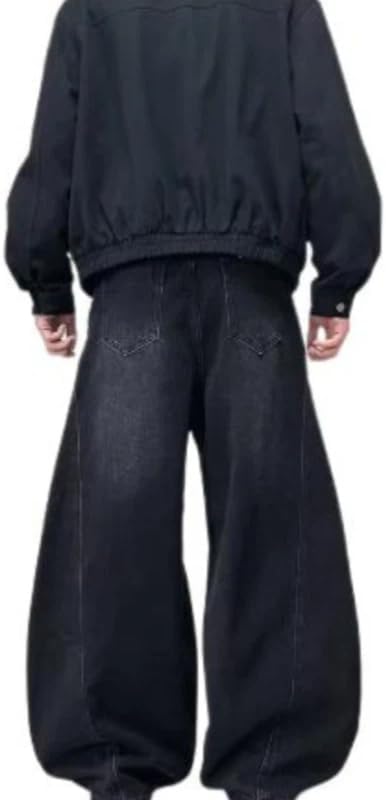 Men‘s Jeans Metal Ring Cut Out Detail Denim Oversized Wide Leg Pants Gothic Techwear Trousers - Image 5