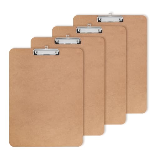 Aramanara 4 portapapeles A3, portapapeles grandes verticales, 34,5 x 45 cm, tablero duro de madera con clip de metal y agujero para colgar, para dibujar, dibujar y escribir