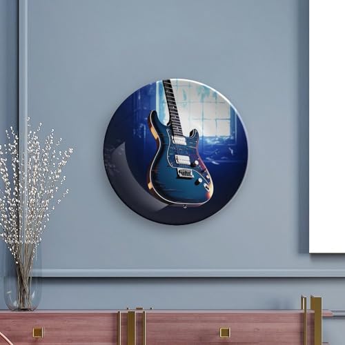 Plato decorativo Bone China azul con soporte 7 pulg miniatura 5