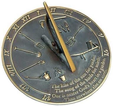 Stonebridge Mall 9.875" Verdigris Brass Kiss of The Sun Sundial for Outdoors, Garden, Backyard, and Home Decor
