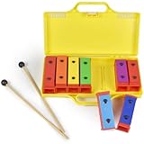ENNBOM 8 Notes Chromatic Xylophone Glockenspiel Resonator Bells with Yellow Case