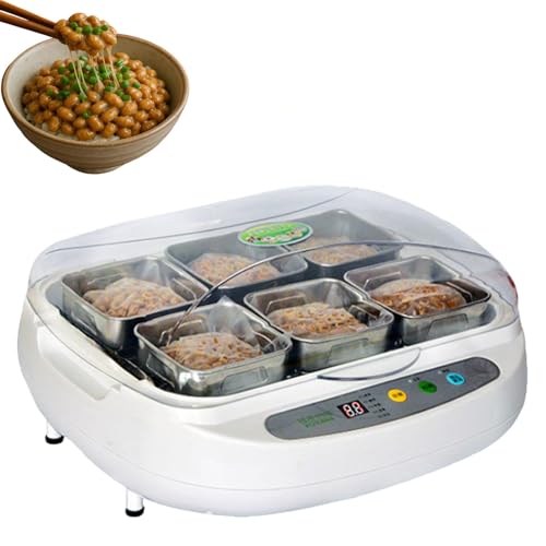 Fermentador de acero inoxidable con panel de control inteligente, cubierta transparente para preparación de yogur y natto