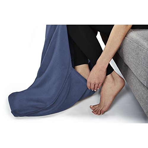 Sunbeam Heated Throw Blanket | Dual Pocket Microplush, 3 Heat Settings, Newport Blue - 31160304 #TOP2