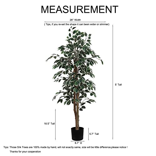 5' Fake Tree Ficus Artificial Fig Tree For Living Room Decor Indoor Potted Large Plant #TOP1
