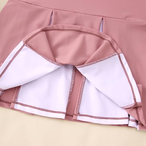 Image of IZYJOY Kids Girls Tennis Golf Dress Outfit Sleeveless Racerback Dresses with Shorts Pockets Sport Athletic 2 Piece Sets