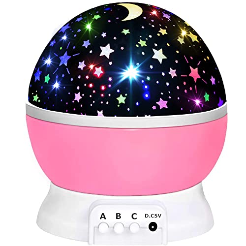 JKGIFTS Nachtlicht Sternenhimmel Projektor, Baby Spielzeug 360° Rotation LED Baby Licht Sternenlicht Lampe Sternhimmel projektor mit 8 Farbige Lichter Projektion Geschenk für Jungen und Mädchen Cover
