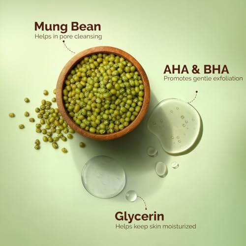Image of Mamaearth Mung Bean Pore Cleansing Face Wash with Mung Bean, AHA & BHA - 100 ml | For Normal to Oily Skin | India's 1st 100% Soap-Free Face Wash for Deep Pore Cleansing | Made Safe Certified | Oil Control | Tan Removal