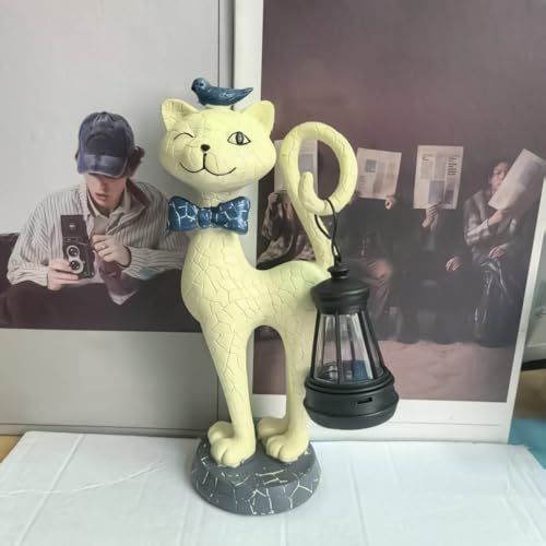 Statuette de chat solaire extérieur pour déco terrasse patio - 8